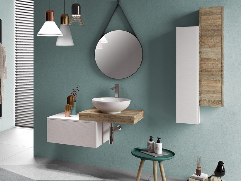 Mensola Per Lavabo Bagno D'Appoggio Topsy Top Cm. 60X48Xh8 Rovere Larix