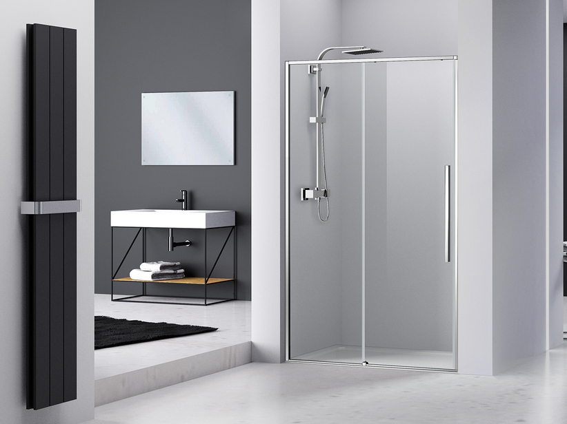 Porta Doccia Scorrevole Feng Shui cm 140xH200 Est 137,5/138,5 Cristallo 6mm Trasparente Cromo