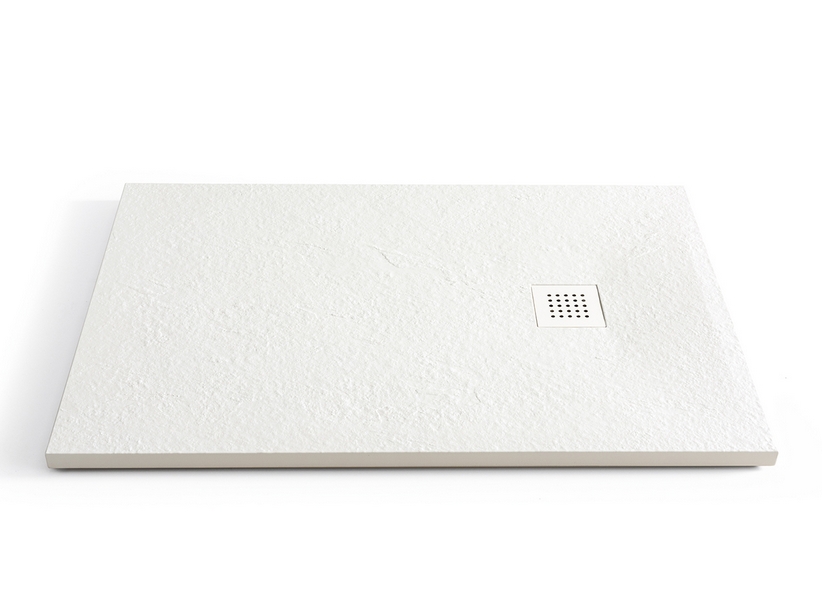 Piatto Doccia Pietra 80x120 H3 in Ceramica Effetto Pietra a Spacco Bianco