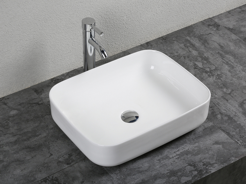 Lavabo da Appoggio Piave 50x40 H13,5 in Ceramica Bianco Lucido