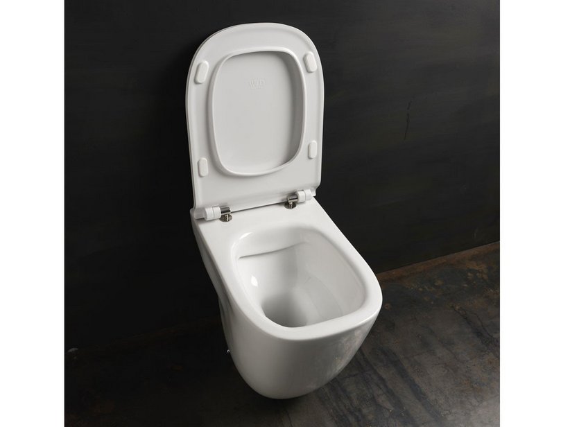 Wc a Terra Wild Rimless 52X34 cm Filomuro Scarico a Parete/Pavimento Bianco Lucido